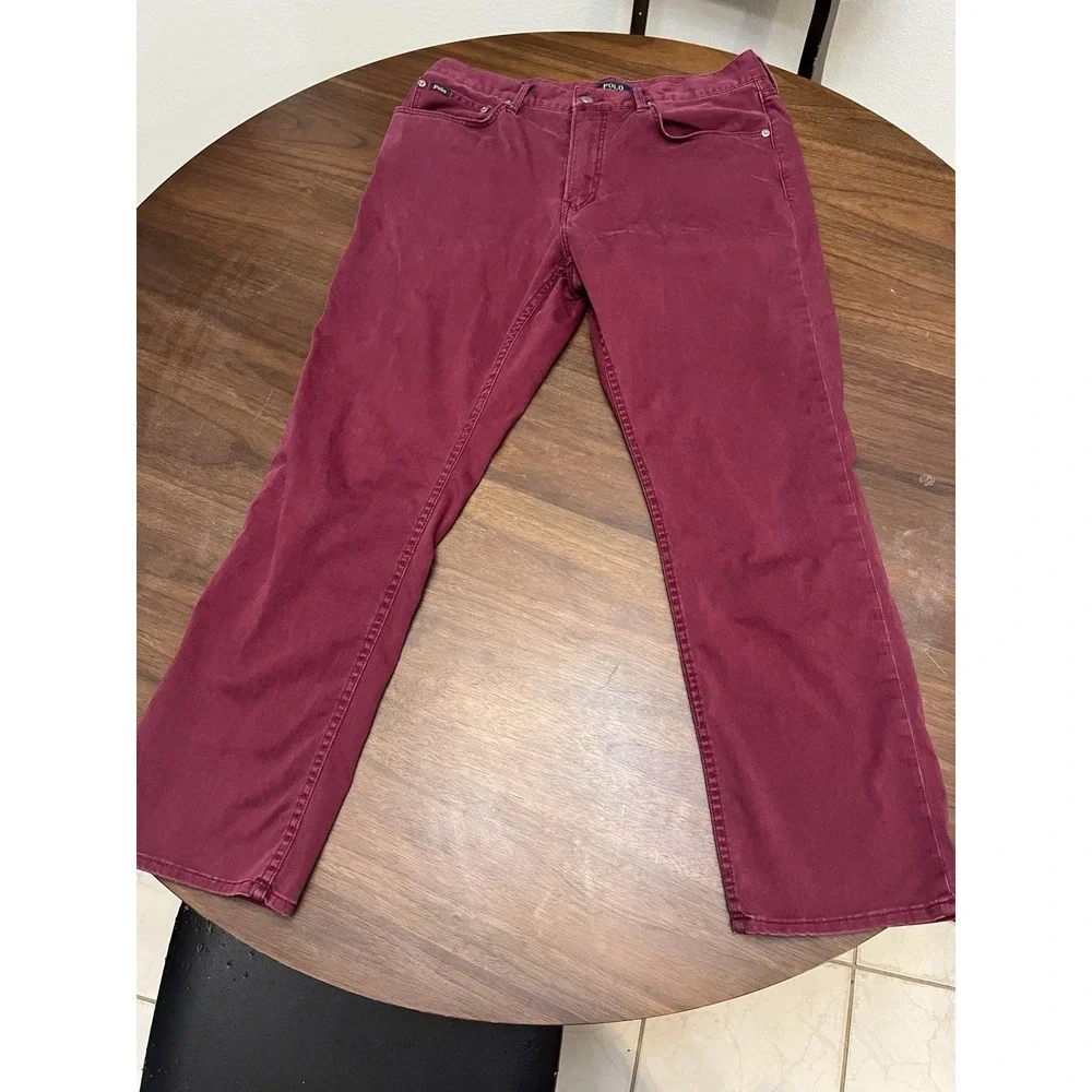 Polo Ralph Lauren 34x30 Burgundy Straight Leg Stretch Twill Pants dress pants